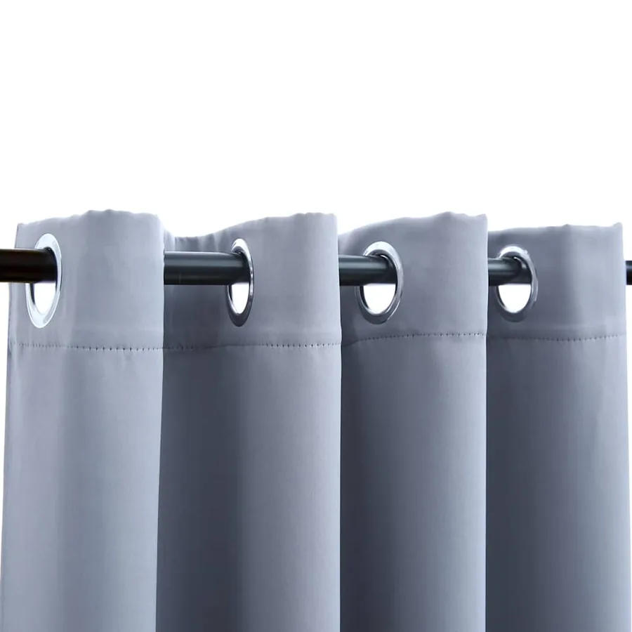 Rideaux occultants avec anneaux en métal 2 pcs Gris 140x225 cm - 3