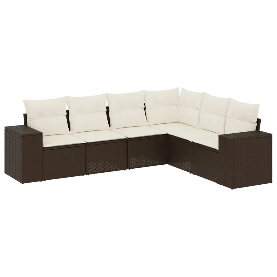 Salon de jardin avec coussins 6 pcs marron résine tressée - 2