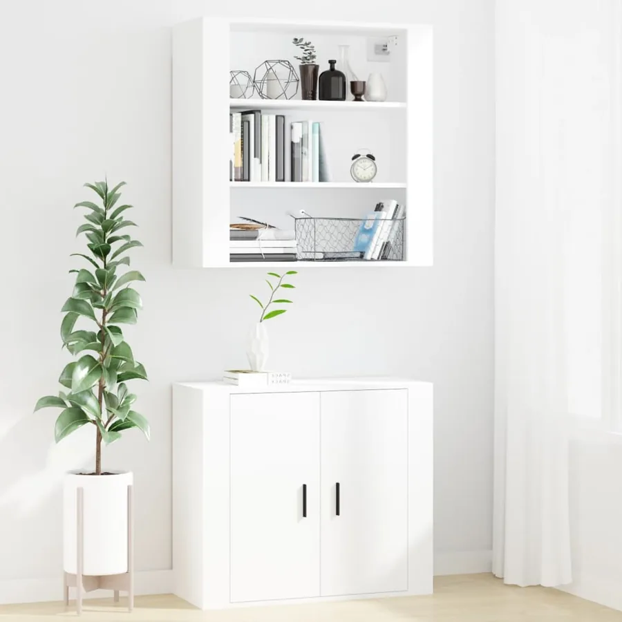 Armoire murale Blanc 80x33x80 cm Bois d'ingénierie - 7