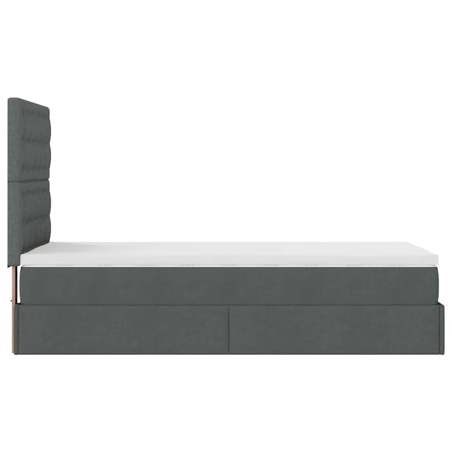 Cadre de lit ottoman avec matelas gris foncé 90x190 cm tissu - 11