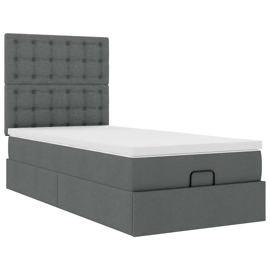 Cadre de lit ottoman avec matelas gris foncé 90x190 cm tissu - 7
