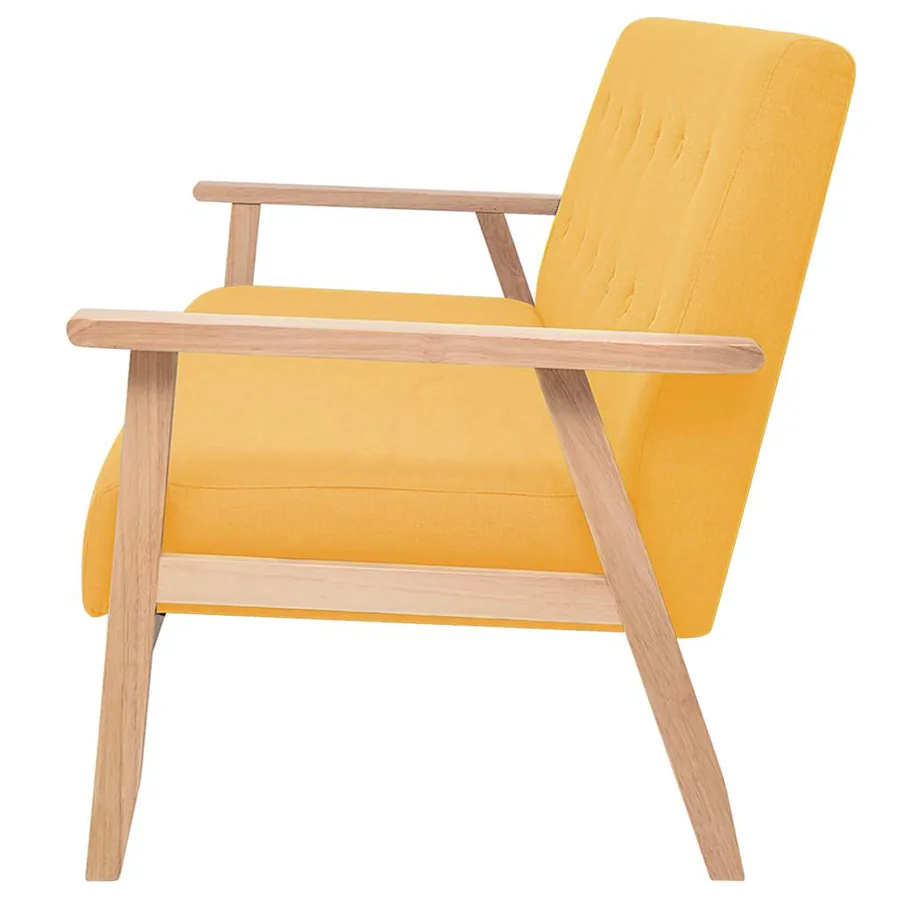 Canapé à 3 places Tissu Jaune - 3