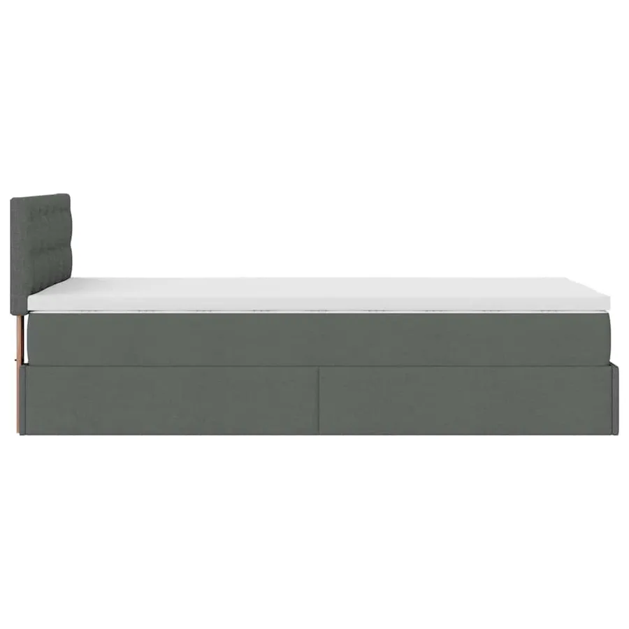 Cadre de lit ottoman avec matelas gris foncé 90x190 cm tissu - 10