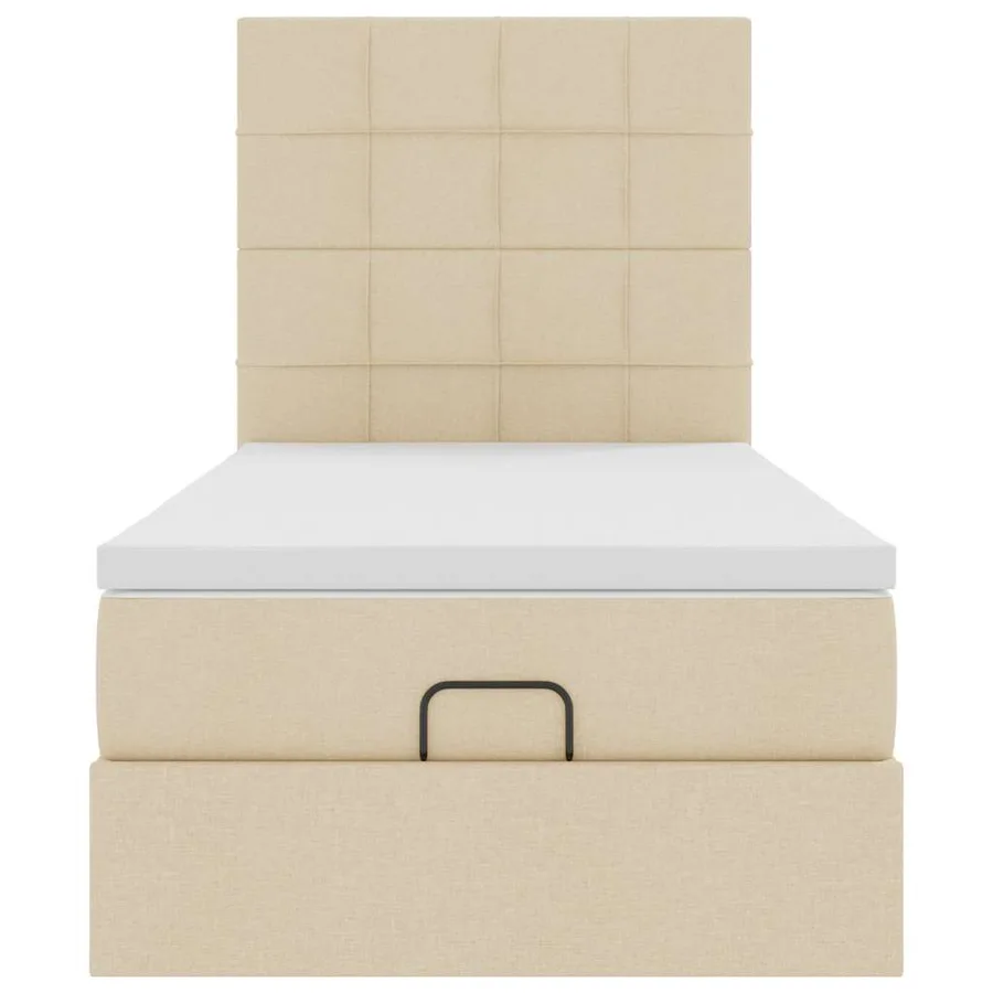 Cadre de lit ottoman avec matelas crème 90x190 cm tissu - 8