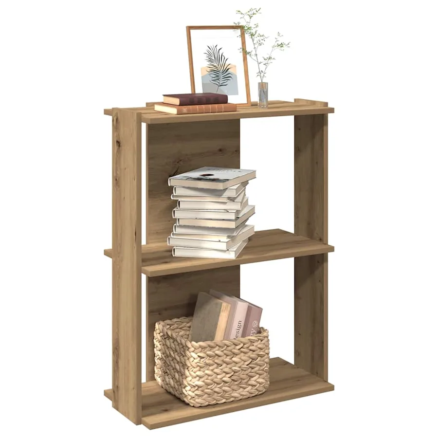 Bibliothèque à 3 niveaux chêne artisanal 60x30x80 cm