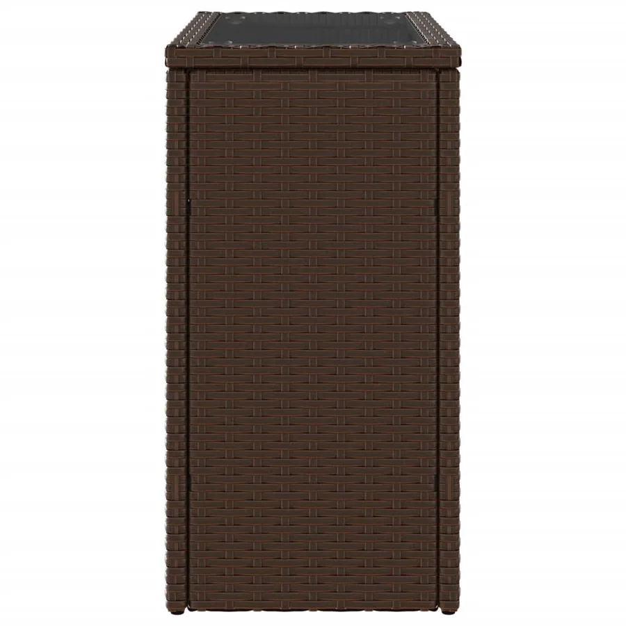 Table d'appoint de jardin avec dessus en verre marron rotin - 6