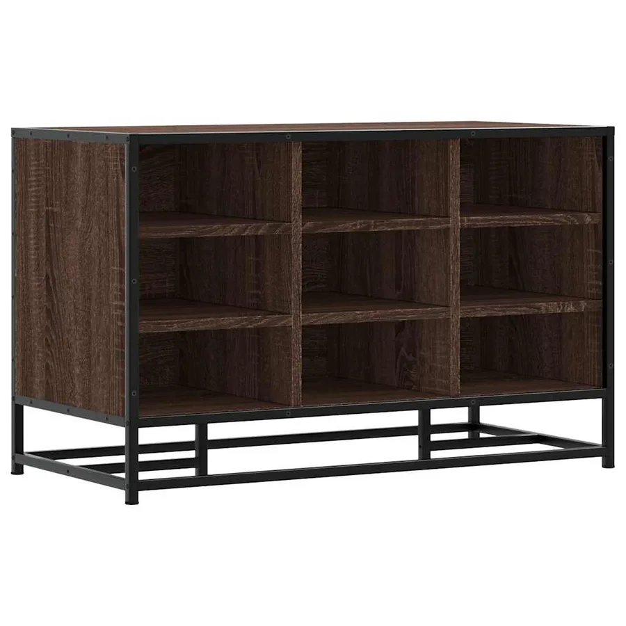 Banc à chaussures chêne marron bois d'ingénierie et métal - 2