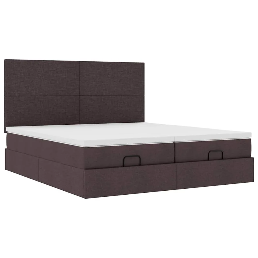 Cadre de lit ottoman avec matelas marron foncé 160x200 cm tissu - 7