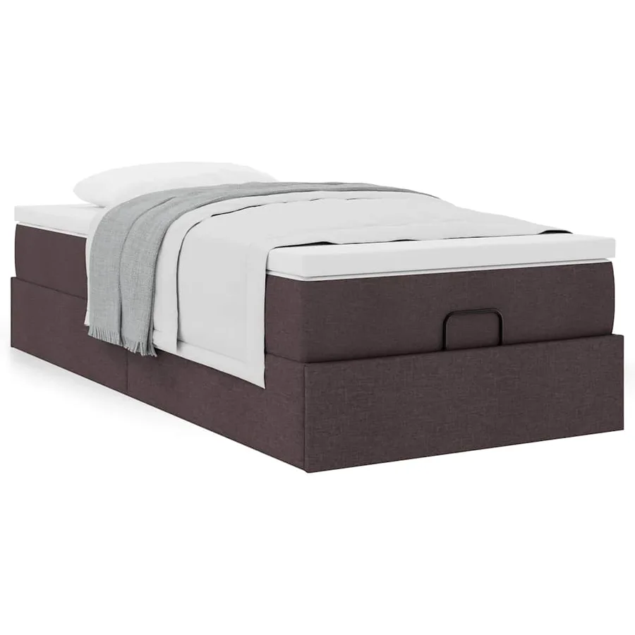 Cadre de lit ottoman avec matelas marron foncé 80x200 cm tissu - 4