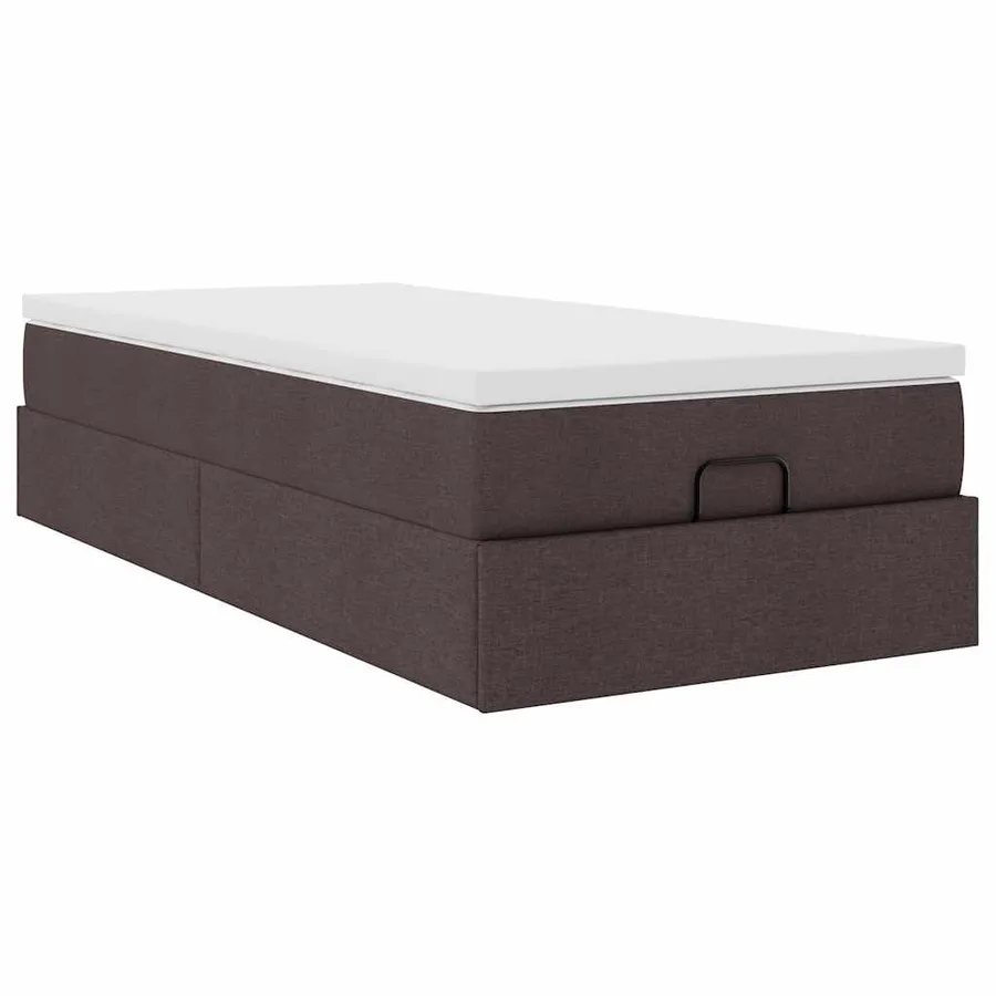 Cadre de lit ottoman avec matelas marron foncé 80x200 cm tissu - 6