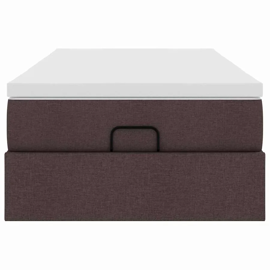 Cadre de lit ottoman avec matelas marron foncé 80x200 cm tissu - 7