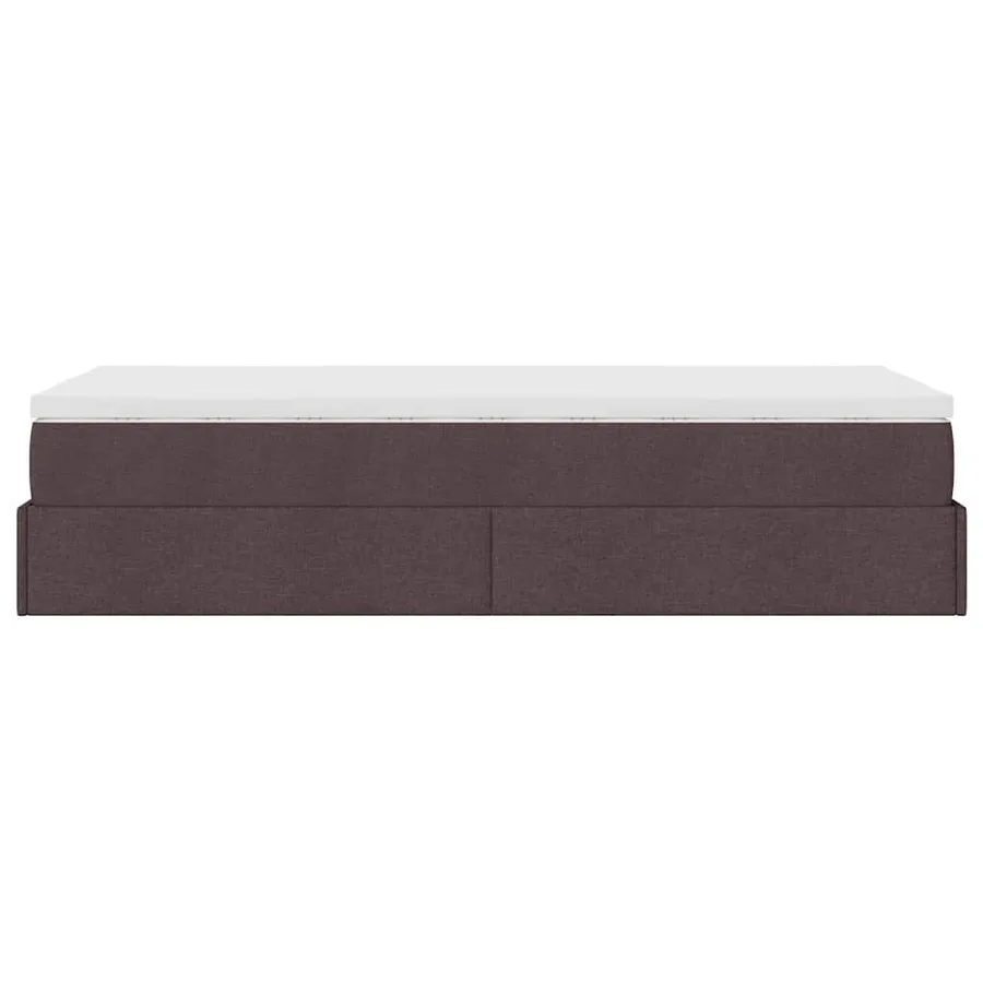 Cadre de lit ottoman avec matelas marron foncé 80x200 cm tissu - 9