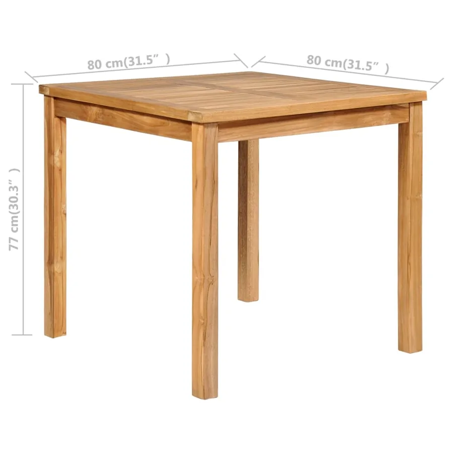 Ensemble de salle à manger de jardin 3 pièces 80 x 80 cm en bois de teck massif - 13