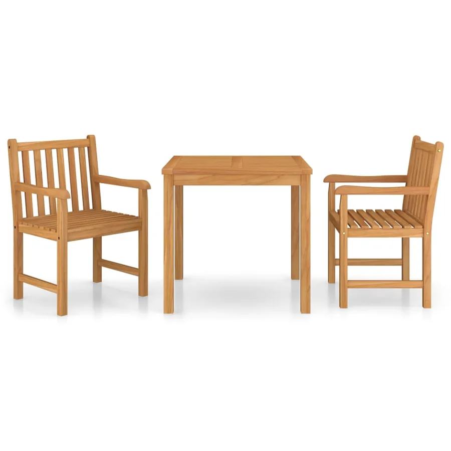 Ensemble de salle à manger de jardin 3 pièces 80 x 80 cm en bois de teck massif - 2