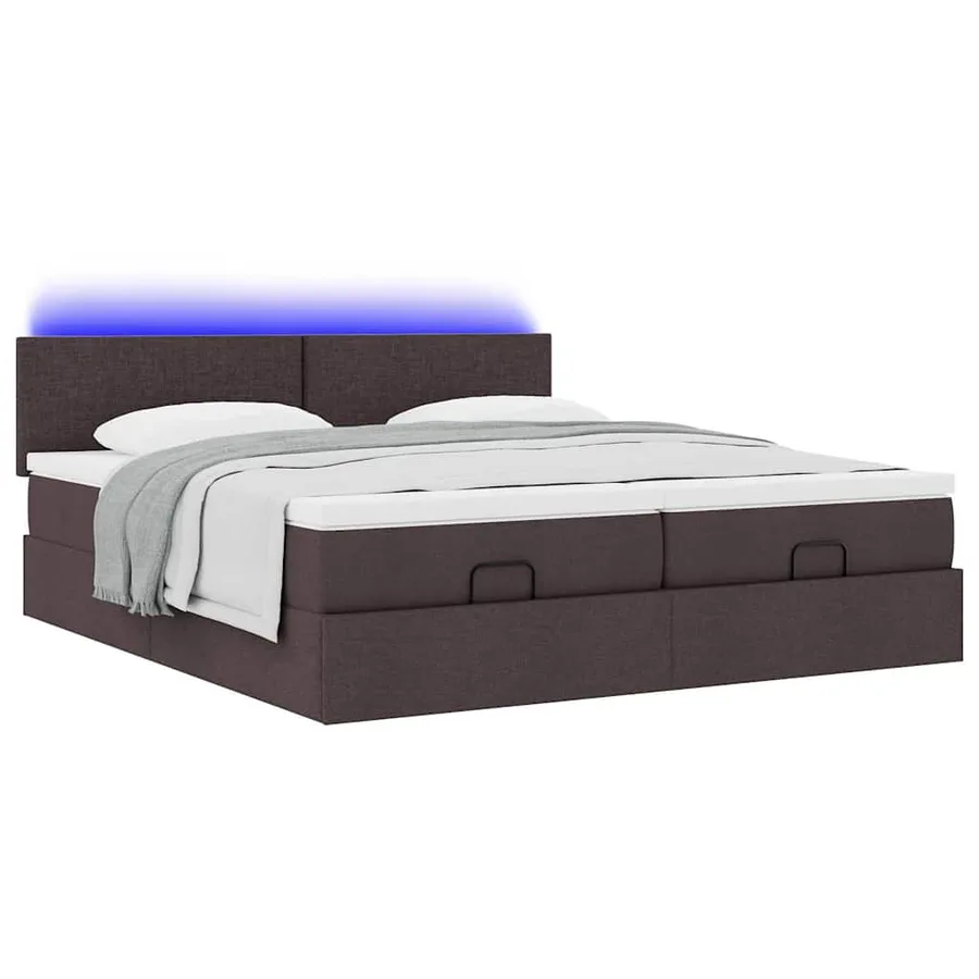 Cadre de lit ottoman avec matelas marron foncé 160x200 cm tissu - 6