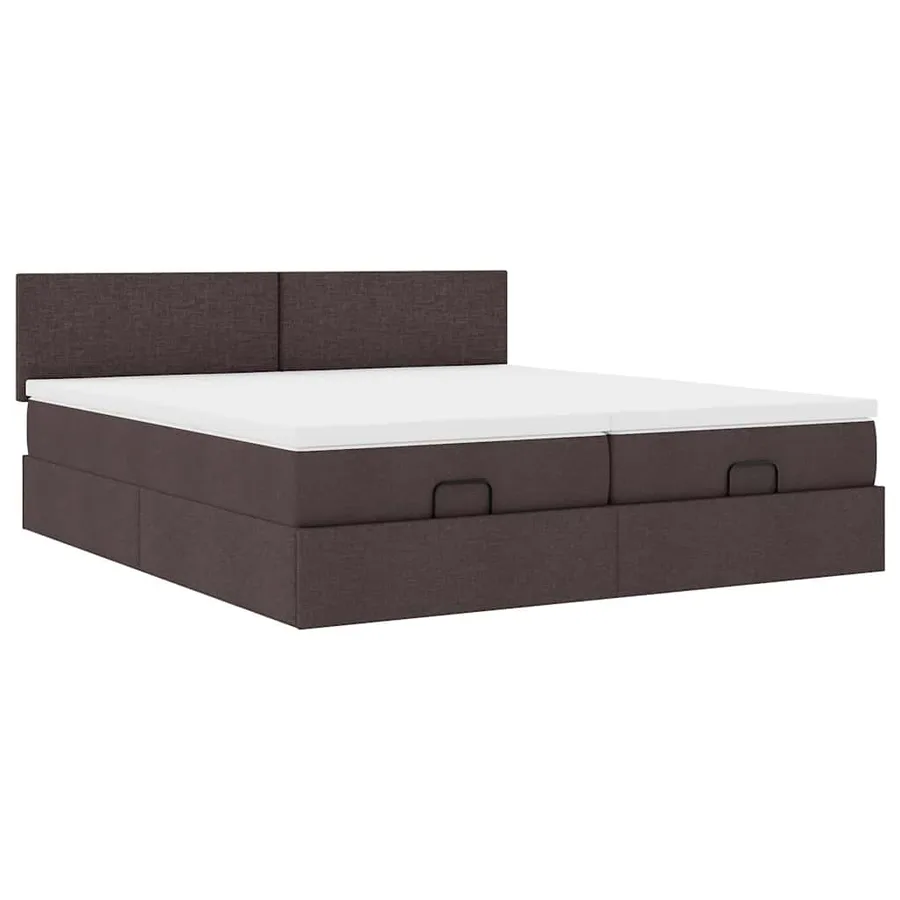 Cadre de lit ottoman avec matelas marron foncé 160x200 cm tissu - 7