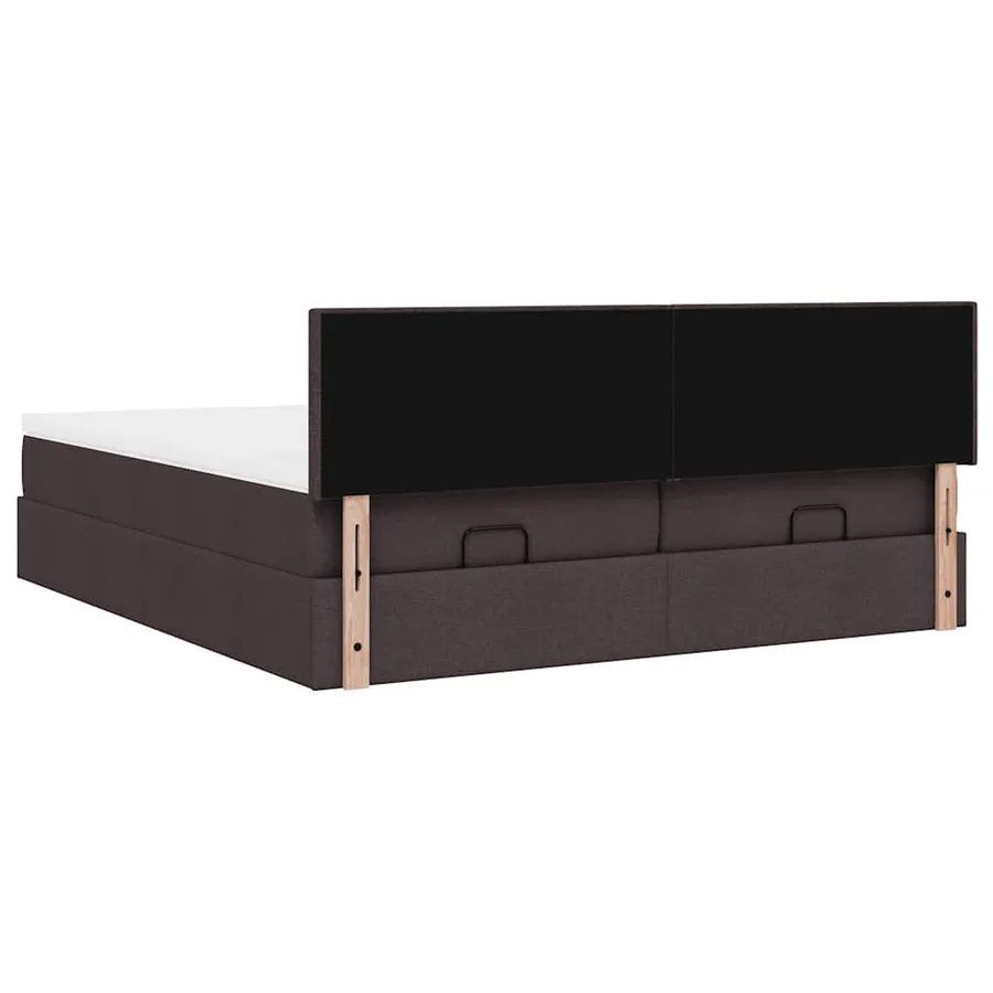 Cadre de lit ottoman avec matelas marron foncé 160x200 cm tissu - 11