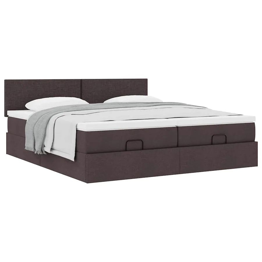Cadre de lit ottoman avec matelas marron foncé 160x200 cm tissu - 5