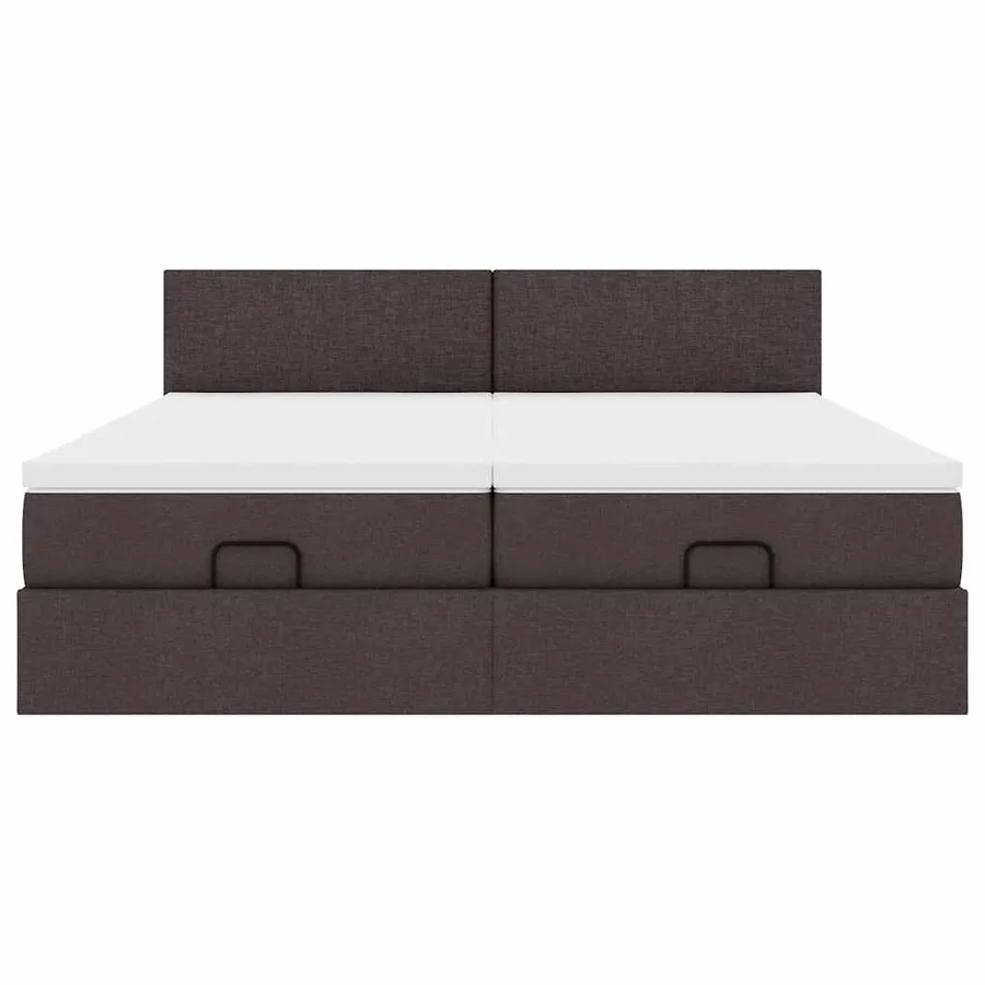 Cadre de lit ottoman avec matelas marron foncé 160x200 cm tissu - 7