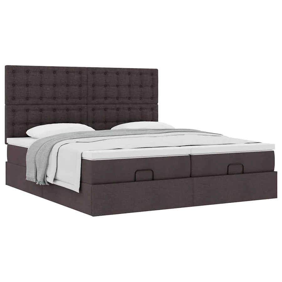 Cadre de lit ottoman avec matelas marron foncé 160x200 cm tissu - 5