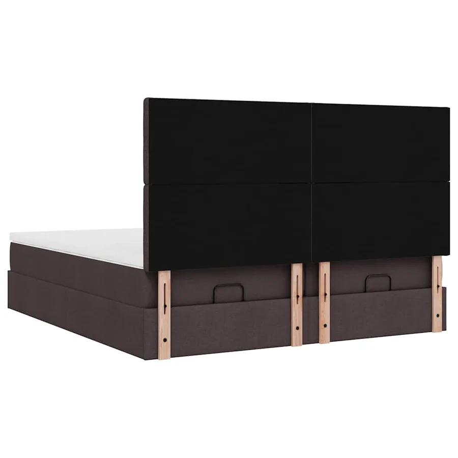 Cadre de lit ottoman avec matelas marron foncé 160x200 cm tissu - 9