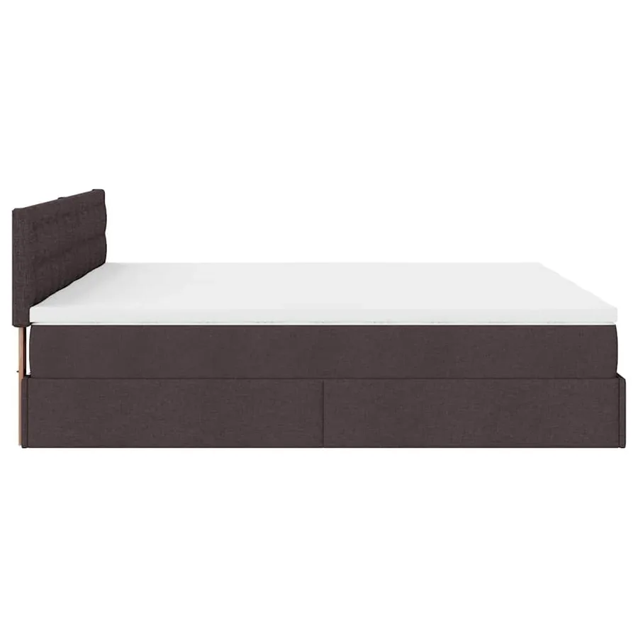 Cadre de lit ottoman avec matelas marron foncé 160x200 cm tissu - 10