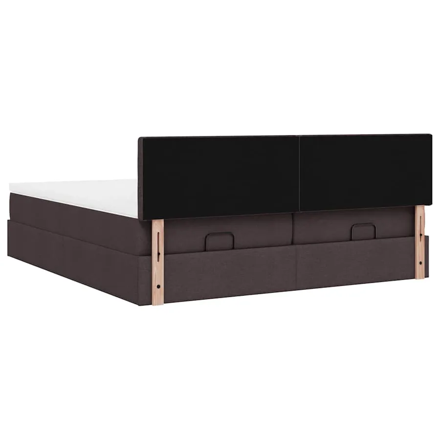 Cadre de lit ottoman avec matelas marron foncé 160x200 cm tissu - 11