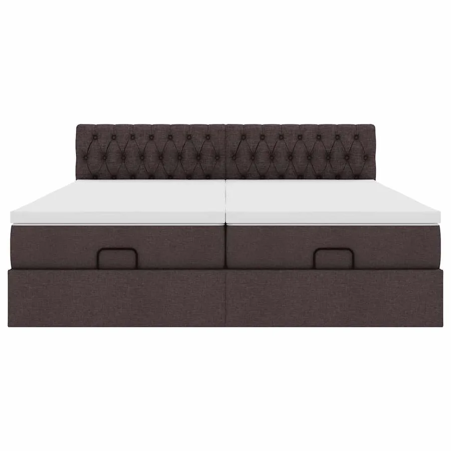 Cadre de lit ottoman avec matelas marron foncé 160x200 cm tissu - 7