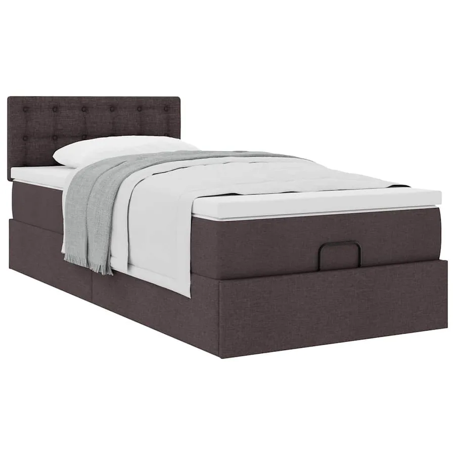 Cadre de lit ottoman avec matelas marron foncé 80x200 cm tissu - 5