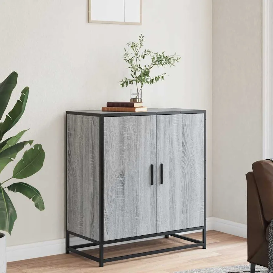 Buffet sonoma gris 68x35x76 cm bois d'ingénierie et métal - 3