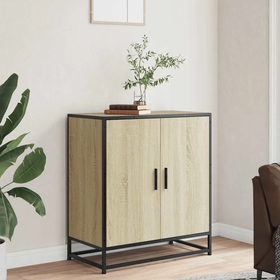 Buffet chêne sonoma 68x35x76 cm bois d'ingénierie et métal - 3