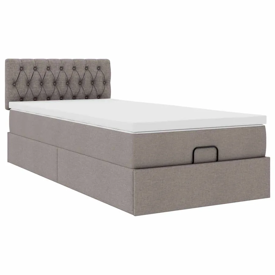 Cadre de lit ottoman avec matelas taupe 80x200 cm tissu - 5