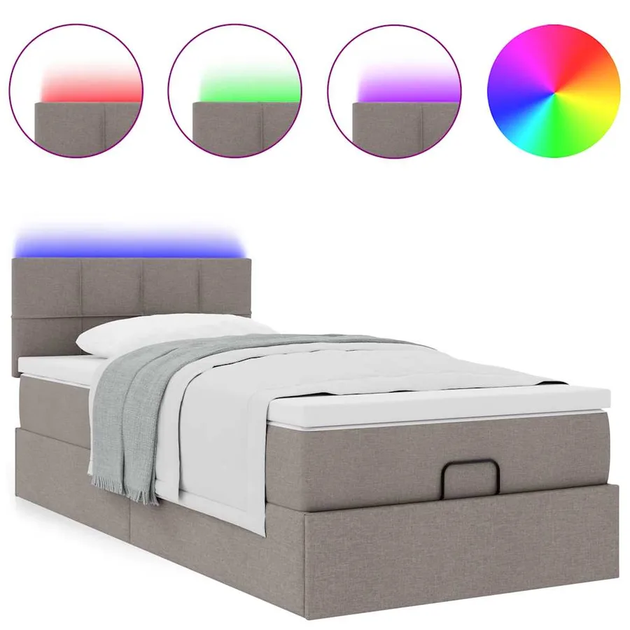 Cadre de lit ottoman avec matelas taupe 80x200 cm tissu - 5