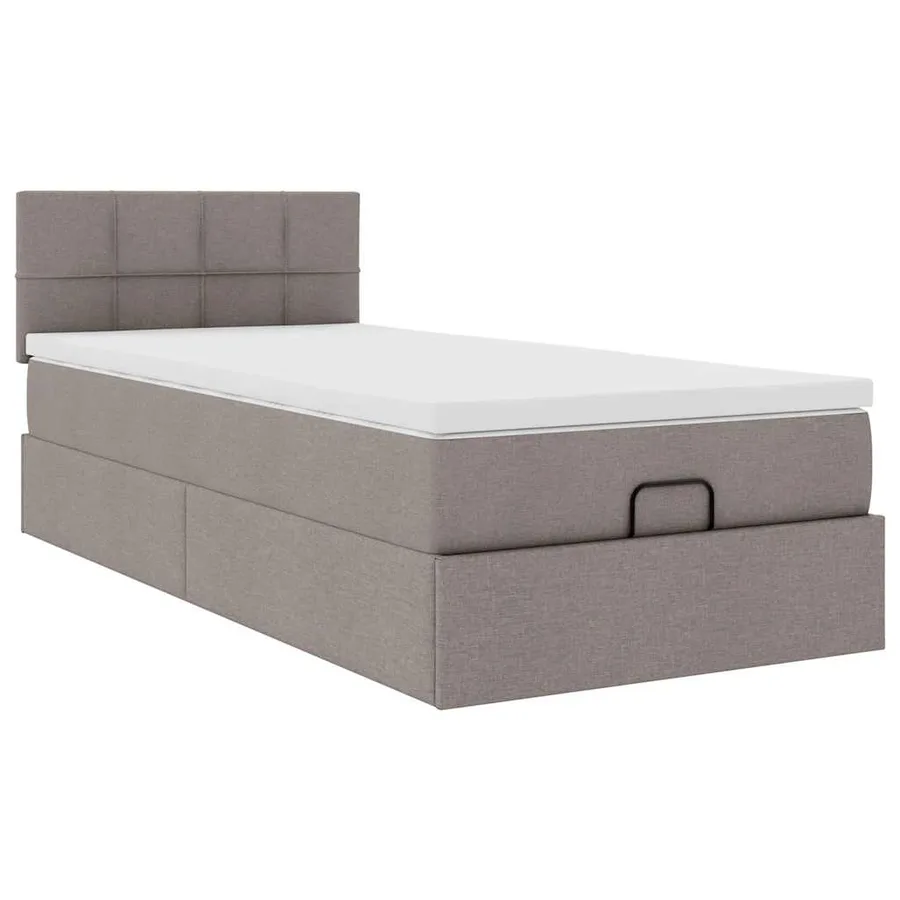 Cadre de lit ottoman avec matelas taupe 80x200 cm tissu - 7