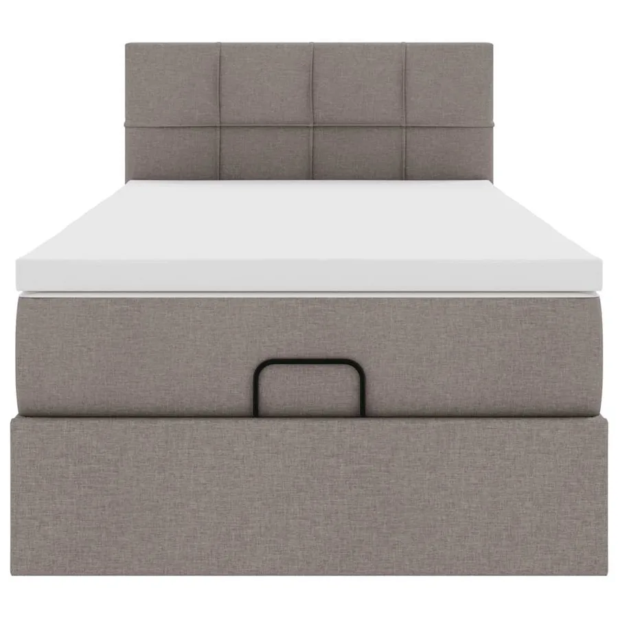Cadre de lit ottoman avec matelas taupe 80x200 cm tissu - 8