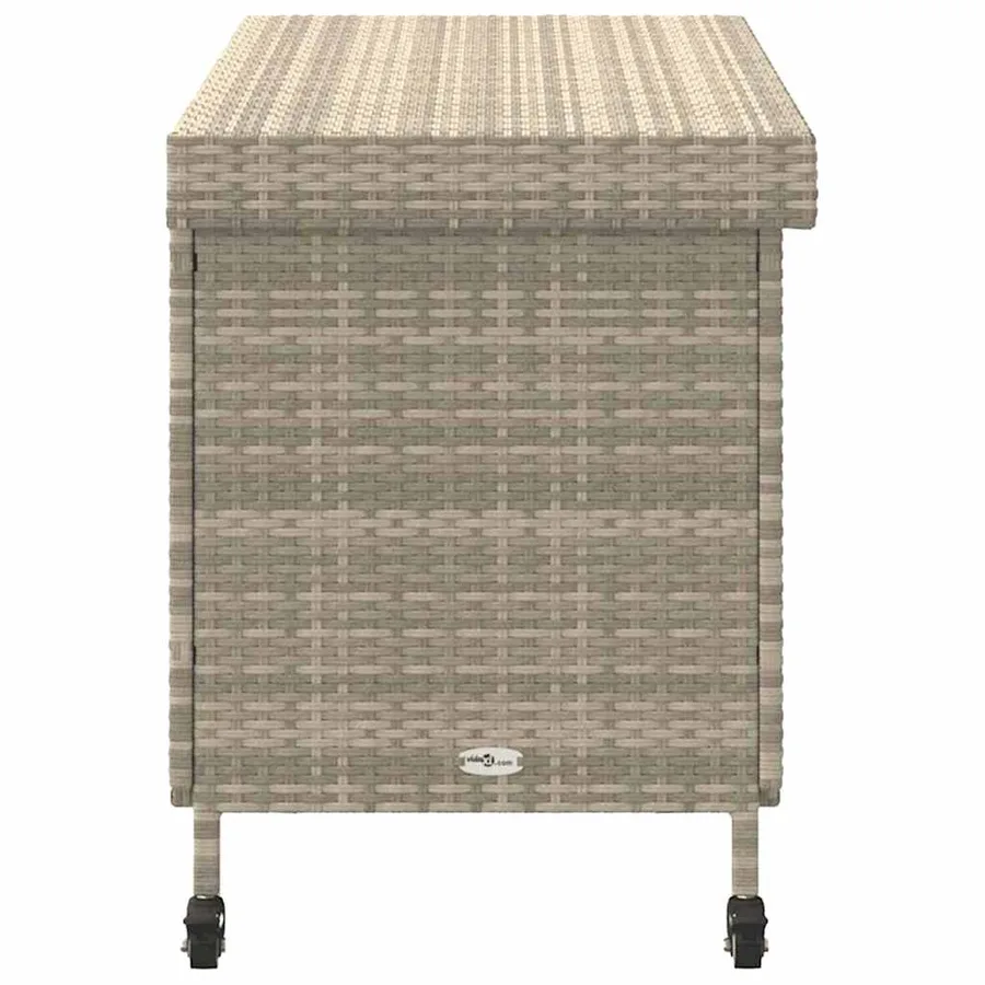 Boîte de rangement de jardin et roues gris clair résine tressée - 5