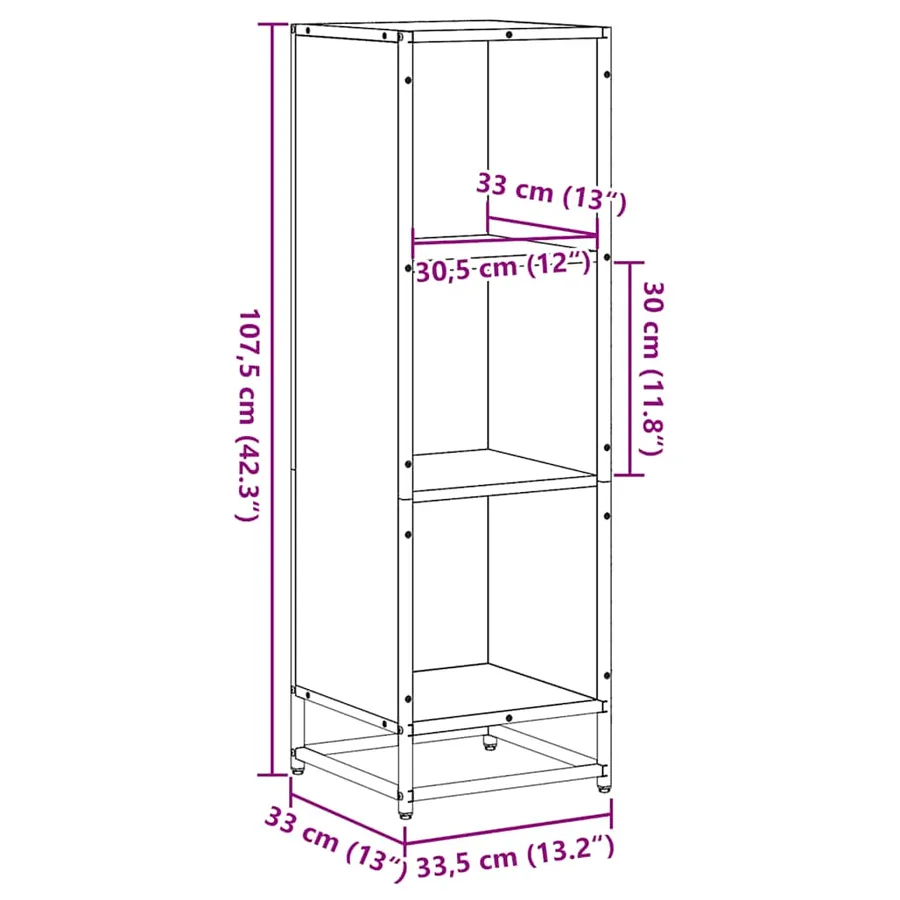 Bibliothèque chêne fumé 33,5x33x107,5 cm bois d'ingénierie - 9