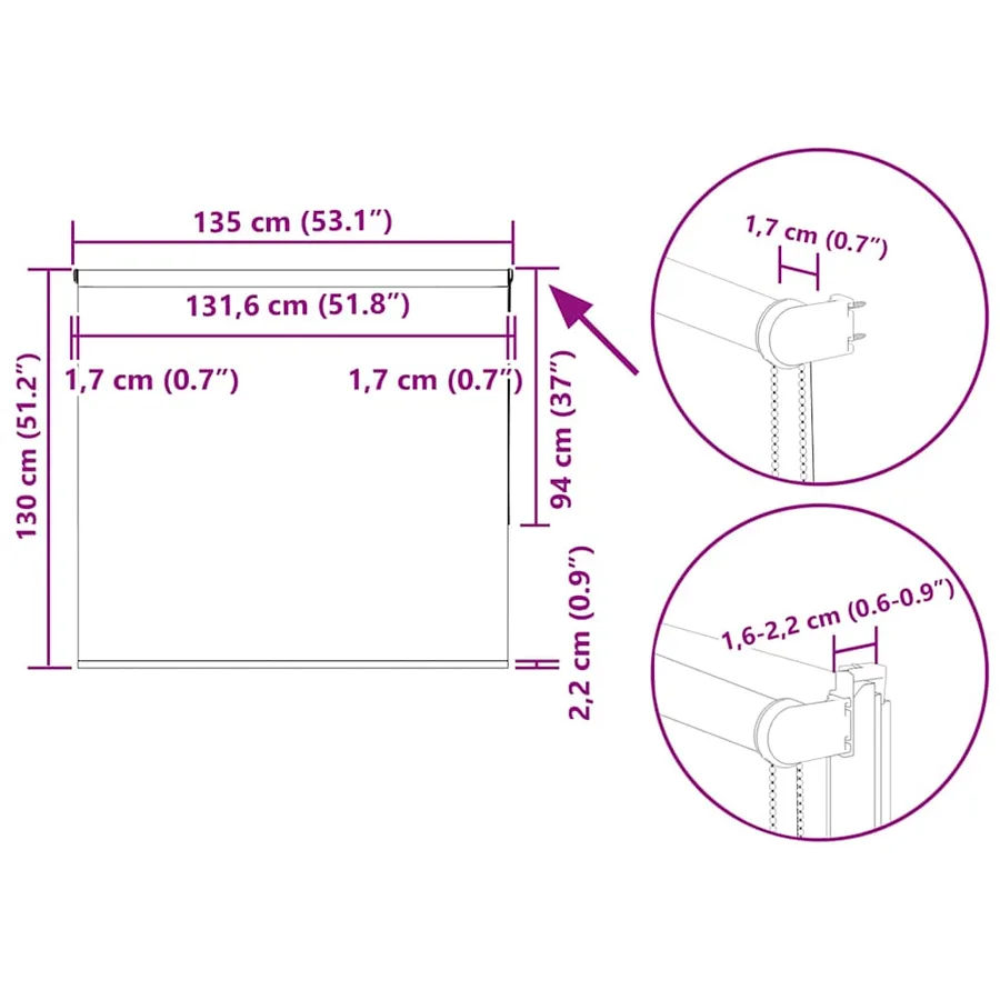 Store enrouleur occultant largeur du tissu 131,6 cm polyester - 18