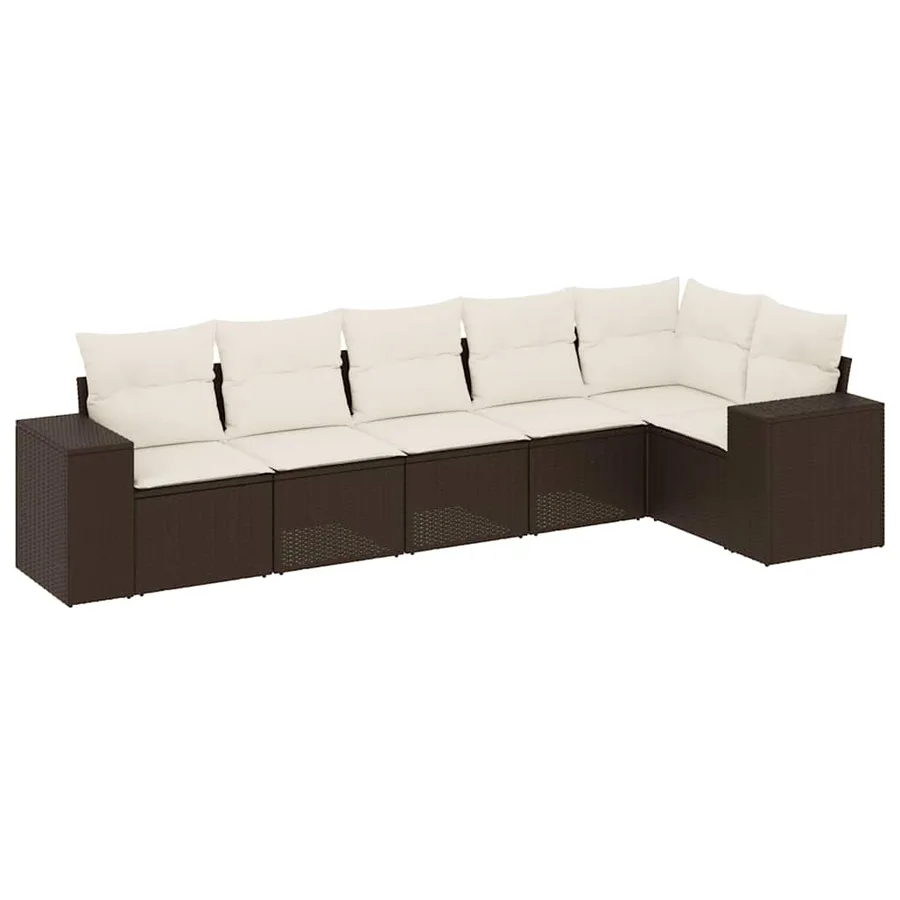 Salon de jardin avec coussins 6 pcs marron résine tressée - 2