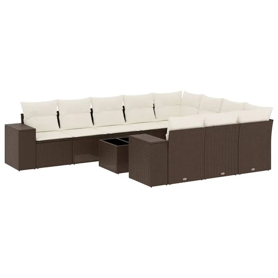 Salon de jardin et coussins 11 pcs marron résine tressée - 2