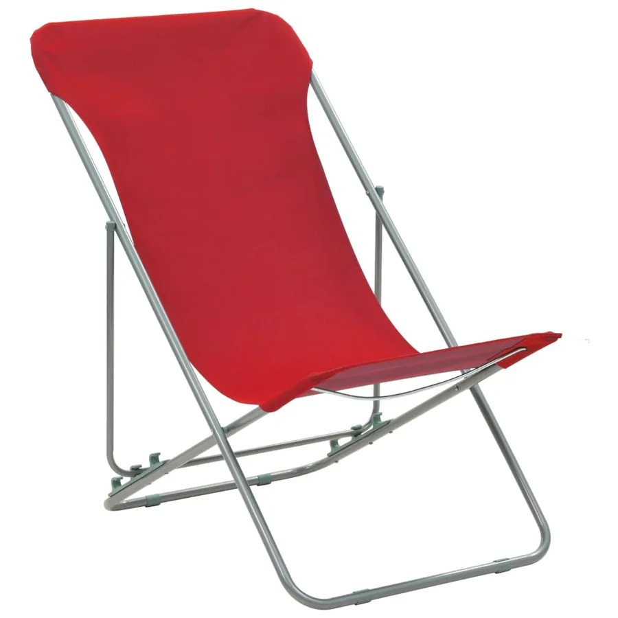 Chaises de plage pliables lot de 2 Acier et tissu oxford Rouge - 2