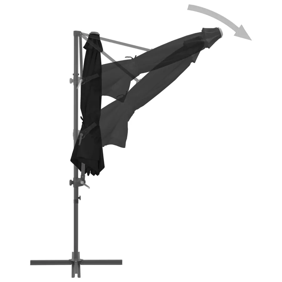 Parasol de jardin en porte-à-faux avec mât en acier noir 300 cm - 5