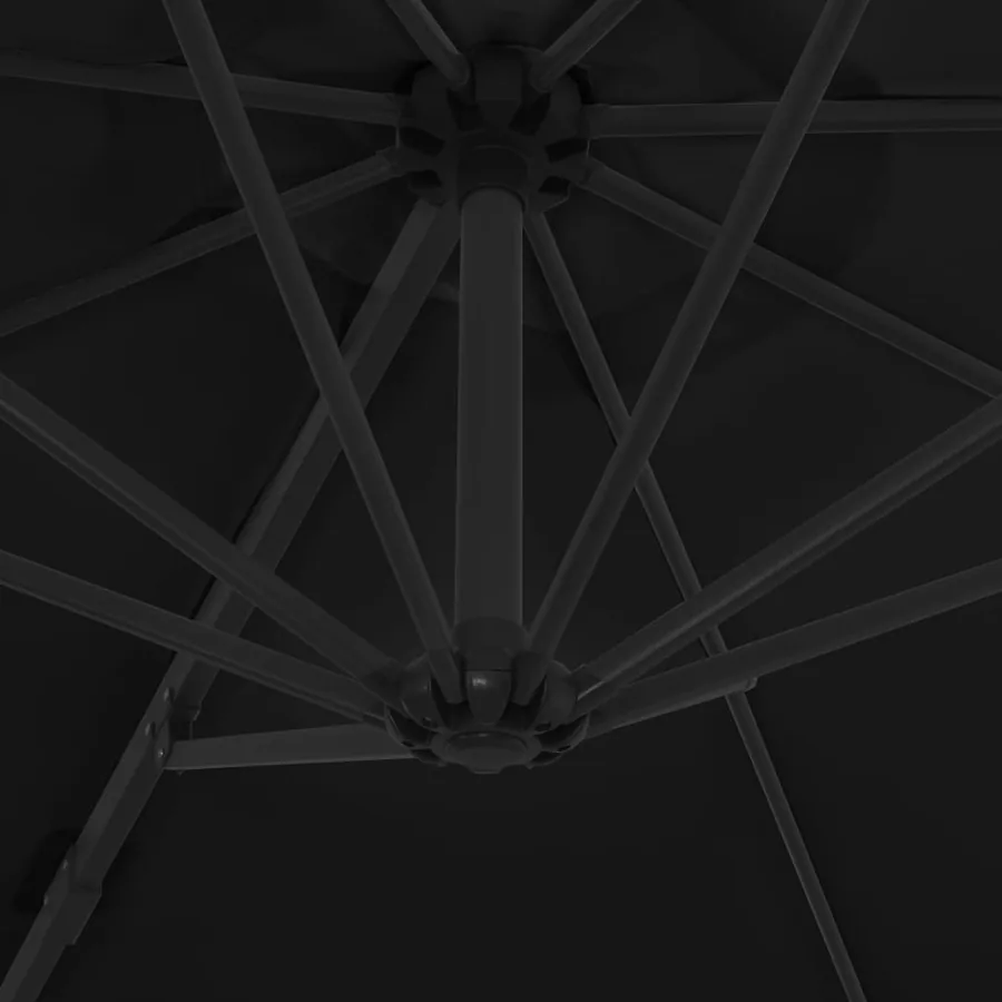 Parasol de jardin en porte-à-faux avec mât en acier noir 300 cm - 6