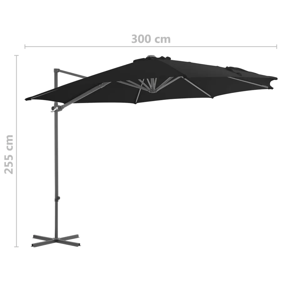 Parasol de jardin en porte-à-faux avec mât en acier noir 300 cm - 9