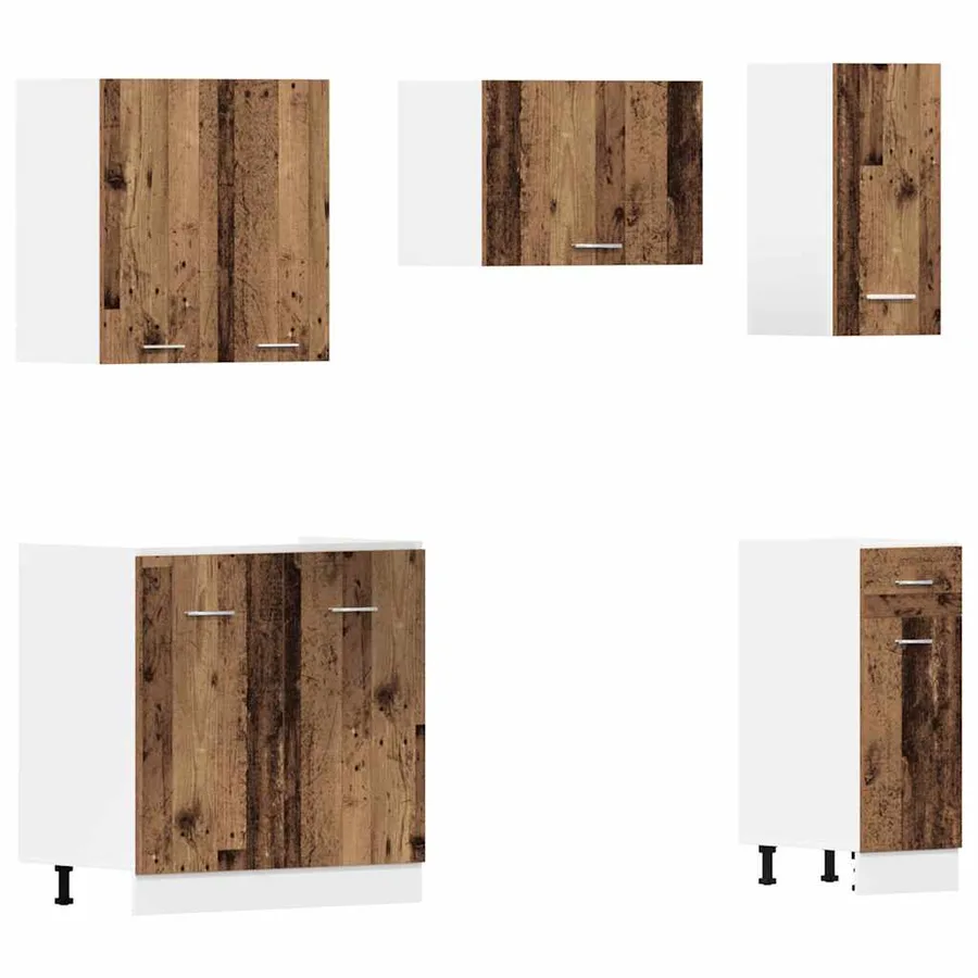 Ensemble de 11 meubles de cuisine "Lyon" en bois d'ingénierie vieilli - 5
