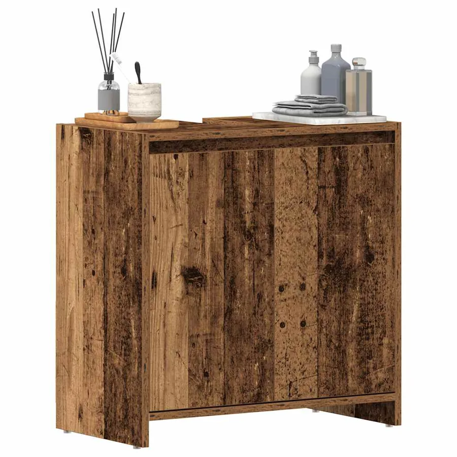 Armoire lavabo de salle de bain vieux bois 60x33x60 cm
