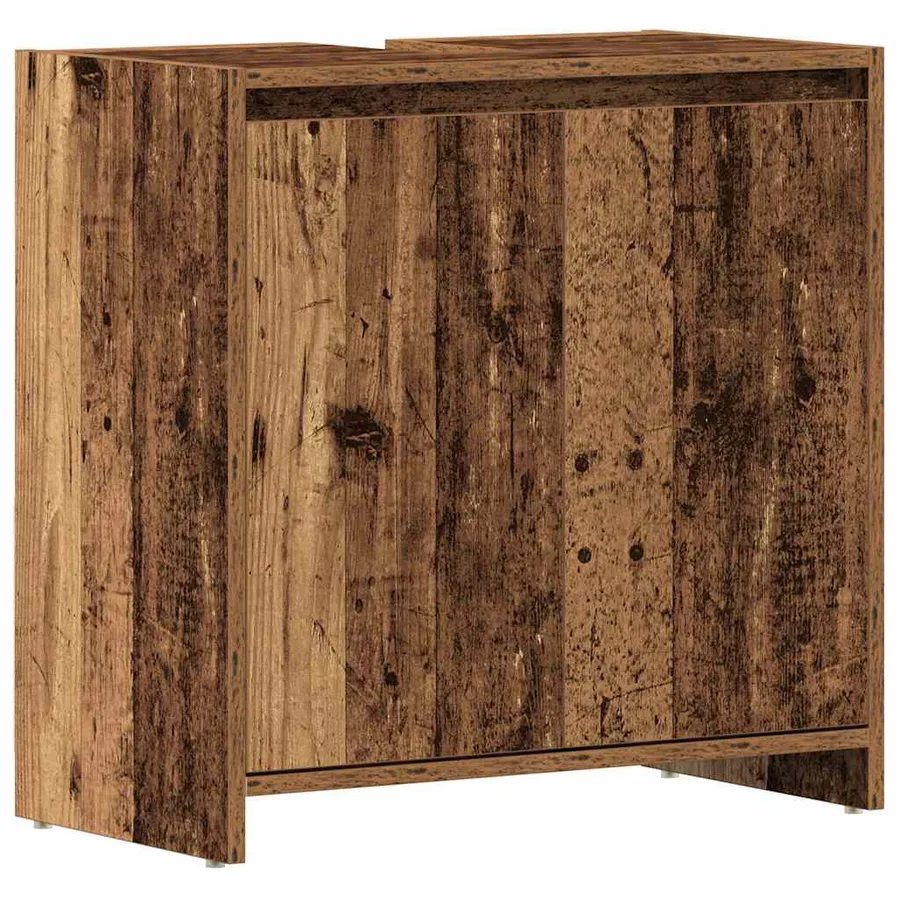 Armoire lavabo de salle de bain vieux bois 60x33x60 cm - 2