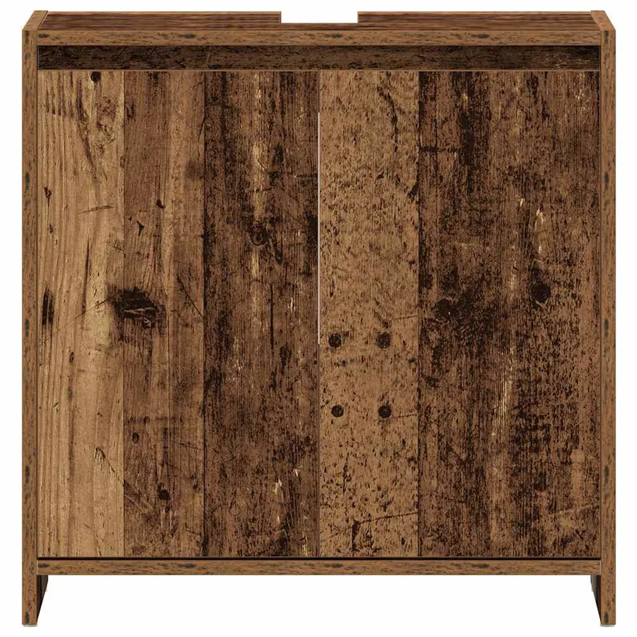 Armoire lavabo de salle de bain vieux bois 60x33x60 cm - 5