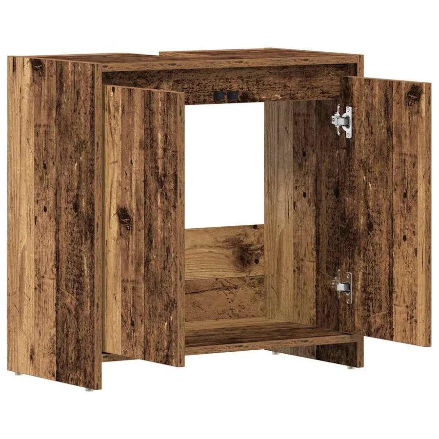 Armoire lavabo de salle de bain vieux bois 60x33x60 cm - 6