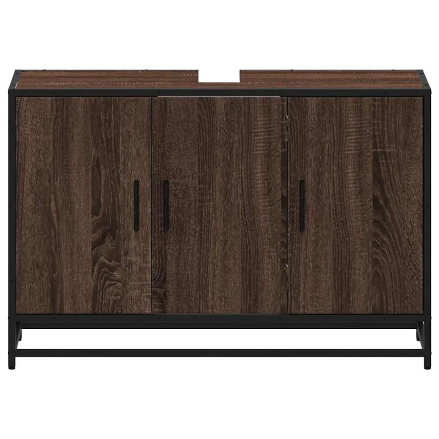 Armoire de lavabo de salle de bain chêne marron 90x33x60 cm - 5